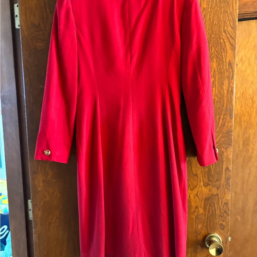 Kasper red vintage 80s lined coat dress size 8 - Picture 2 of 6